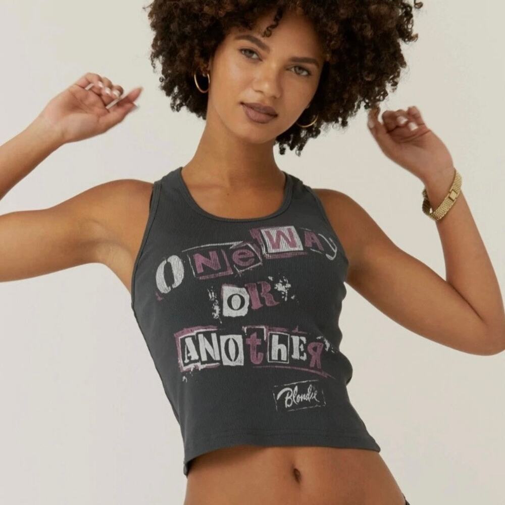 NWT Daydreamer Blondie One Way Or Another Ribbed Tank Top - Vintage Black - S